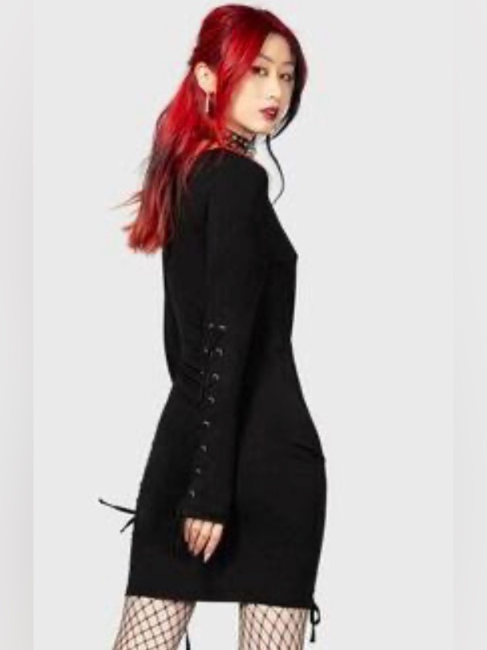 Killstar 🖤 Rory Black Lace-Up Bodycon Dress NWT 🖤 - Picture 2 of 6